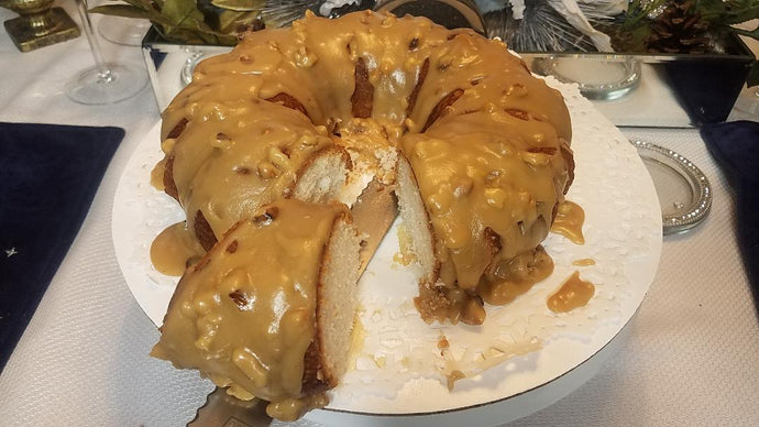 Praline Bundt Cake w/Glazed Praline Icing